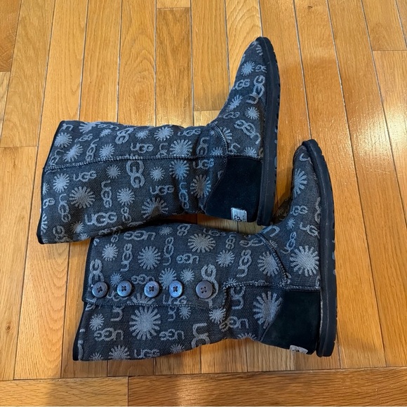 Ugg Unlined Tall Button Up Boots Gray & Black Women's Size 8 1000462 - Picture 6 of 8